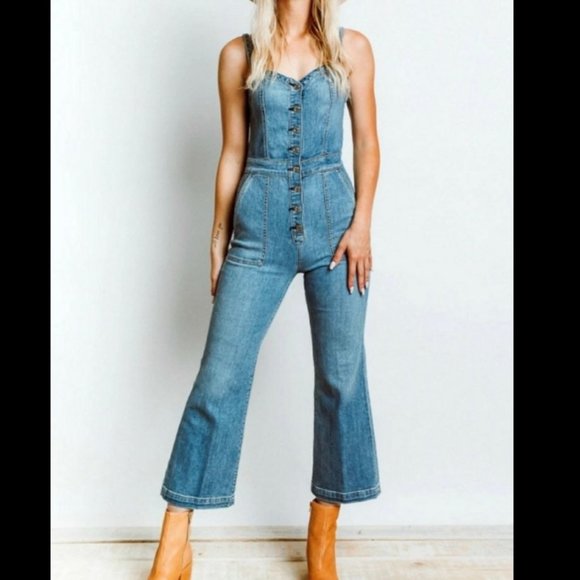 7 for all mankind Corset Whitney Denim Playsuit NWT $289 - Picture 4 of 5
